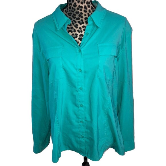 Reel Legends Aqua Button Down Shirt - Picture 1 of 6